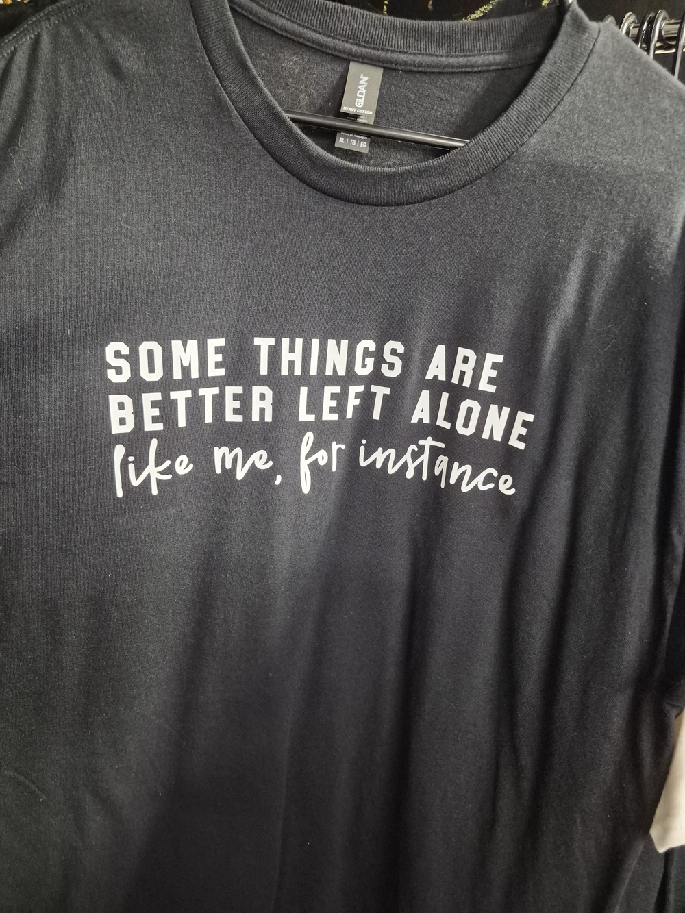 Gildan Unisex Black Short Sleeve Tee with White Graphic Text